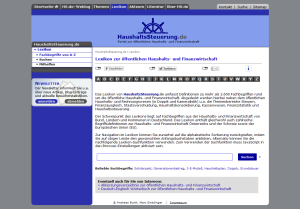 Screenshot der Lexikon-Startseite von HaushaltsSteuerung.de
