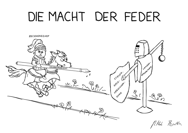 Karikatur/Cartoon zu Die Macht der Feder (Rechnungshof) - mittel