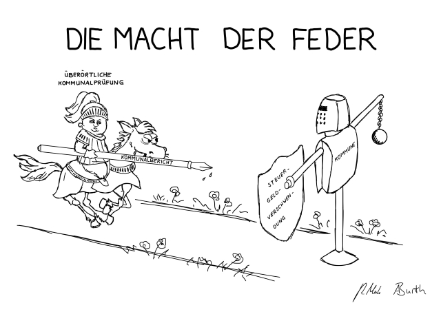 Karikatur/Cartoon zu Die Macht der Feder (Überörtliche Kommunalprüfung) - klein