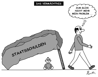 Karikatur/Cartoon zu Staatsschulden und Niedrigzinsphase - klein