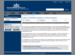 Screenshot der Lexikon-Startseite von HaushaltsSteuerung.de (neues Design)