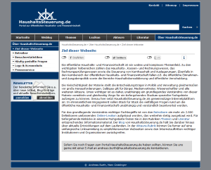 Screenshot der "Ziel dieser Webseite"-Seite von HaushaltsSteuerung.de (neues Design)