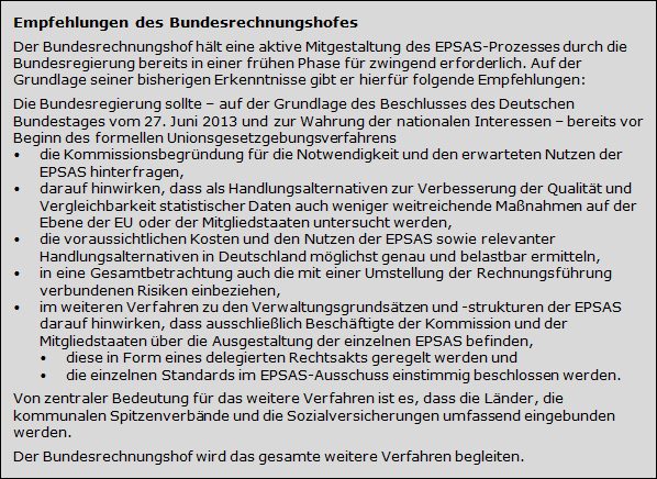 EPSAS: Empfehlungen des Bundesrechnungshofes