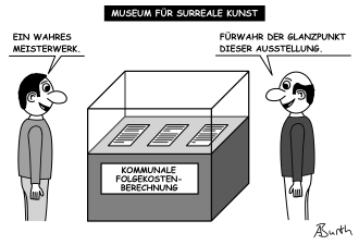 Karikatur/Cartoon zu den kommunalen Folgekosten-Berechnungen für Investitionen - klein