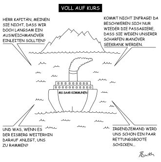 Karikatur/Cartoon zur Finanzpolitik der Kommunen im Saarland - klein
