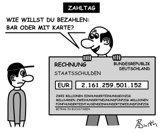 Karikatur/Cartoon zu den Staatsschulden der Bundesrepublik Deutschland - klein