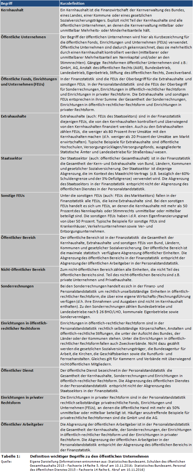 Zur Bedeutung öffentlicher Unternehmen: Definition wichtiger Begriffe zu den öffentlichen Unternehmen